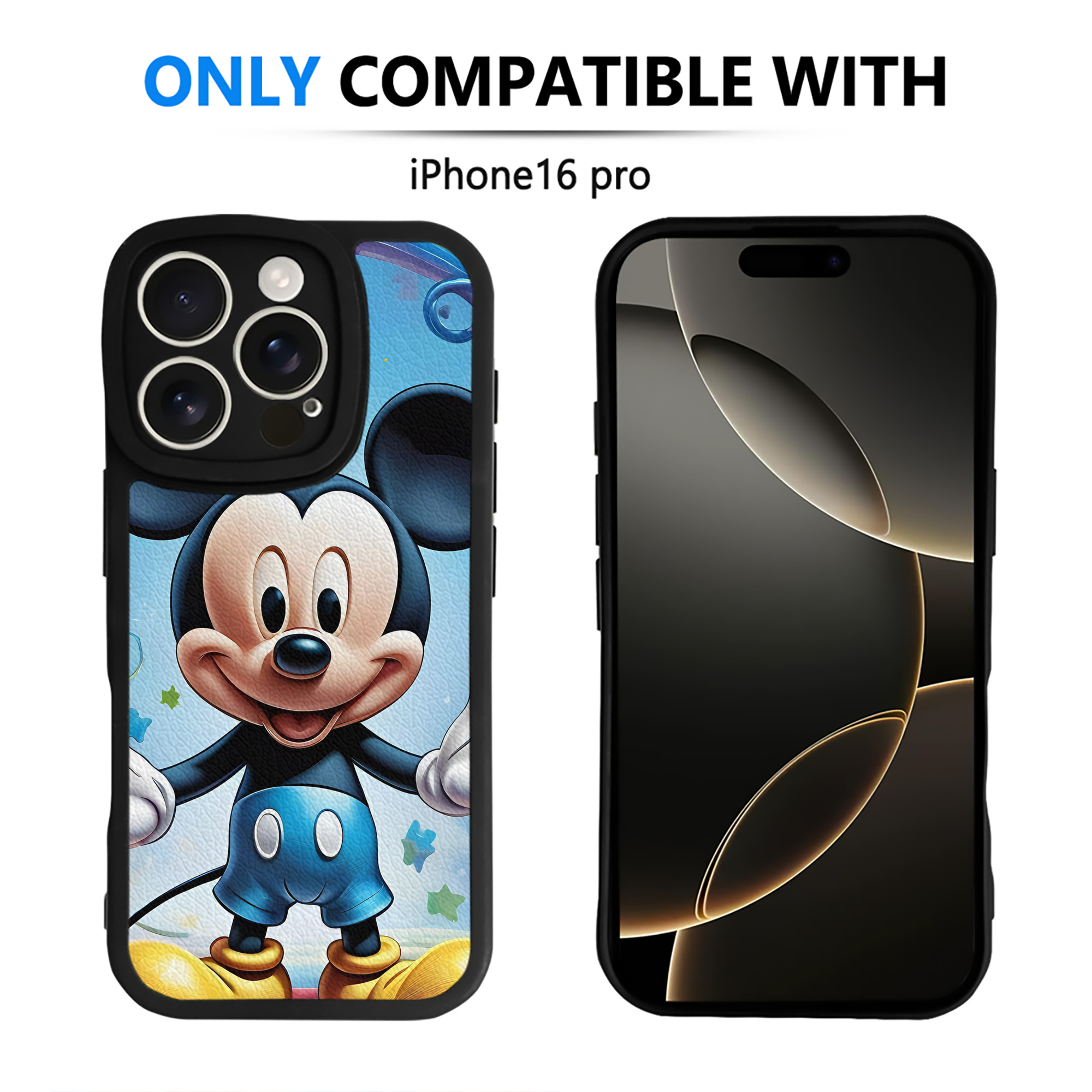 （画像用） ミッキーマウス Mickey Mouse 【iPhone 16シリーズ対応】シリコンスマホケース（レザー調） 材質：シリコン